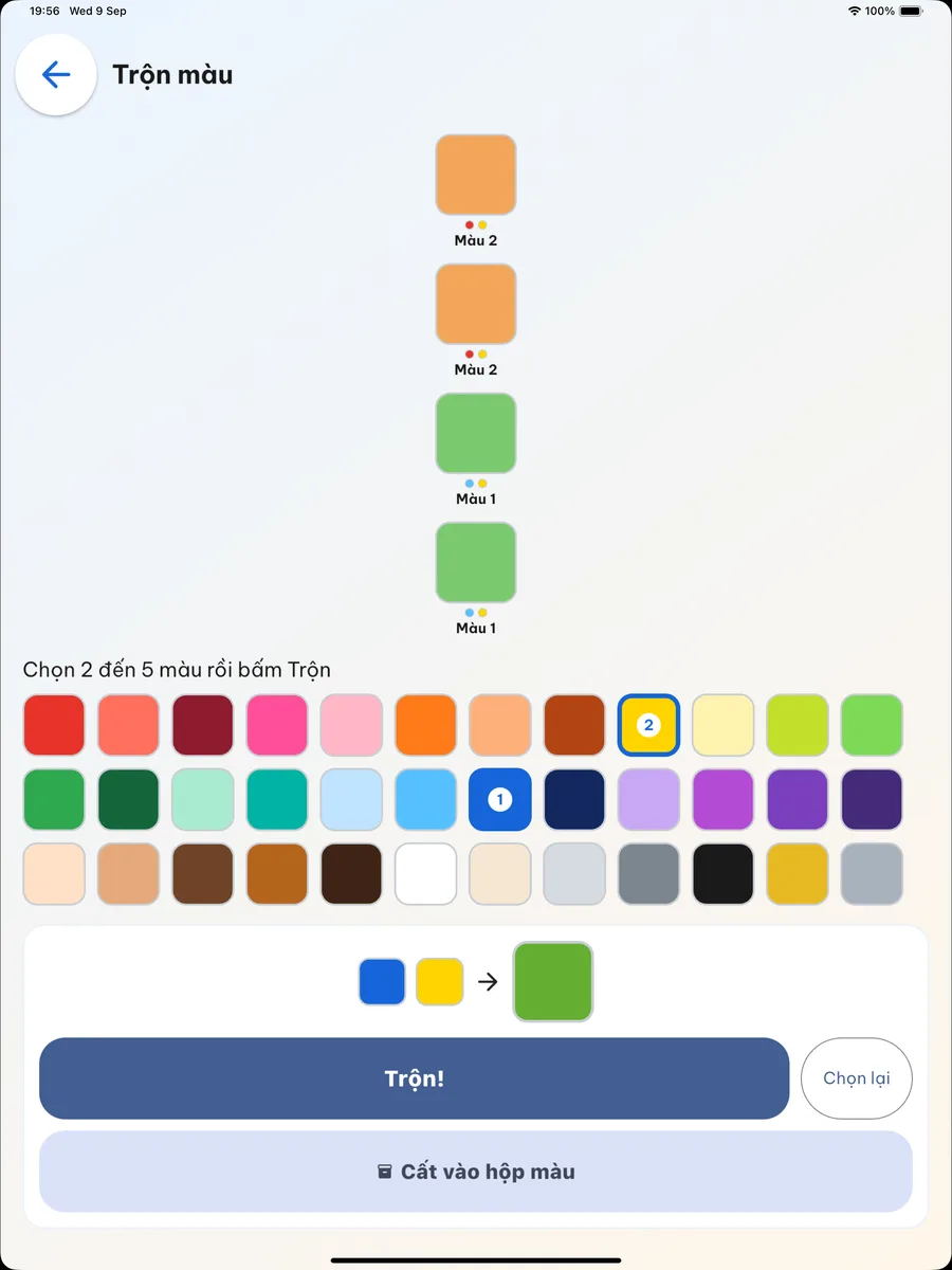 Màn trộn màu trên iPad