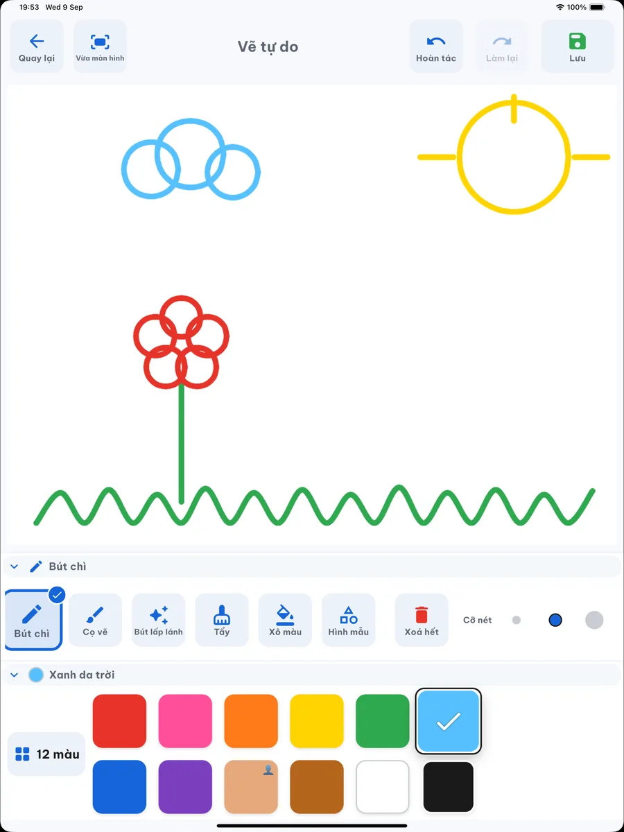 Màn vẽ tự do trên iPad với bút chì, cọ và bút lấp lánh