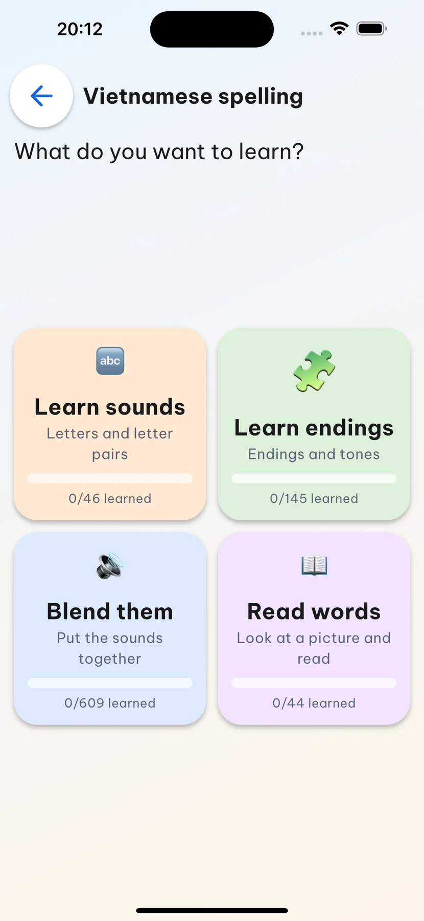 Learning Vietnamese phonics on iPhone